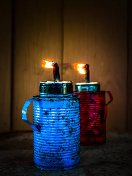 Czerwone i niebieskie lampy — Zdjęcie stockowe