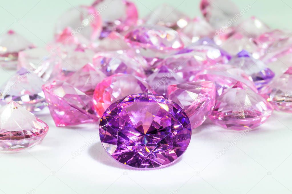 tourmaline pink diamonds gemstones on white flannel
