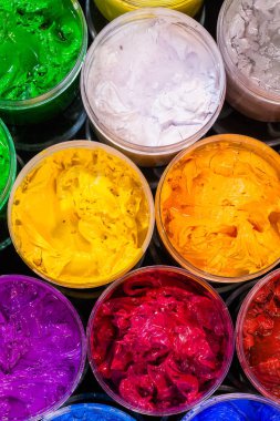 Beyaz plastik kutular Plastisol mürekkebin Üstten Görünüm