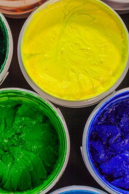 Beyaz plastik kutular Plastisol mürekkebin Üstten Görünüm