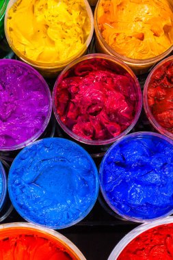 Beyaz plastik kutular Plastisol mürekkebin Üstten Görünüm