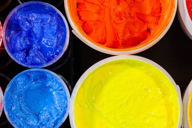 Beyaz plastik kutular Plastisol mürekkebin Üstten Görünüm