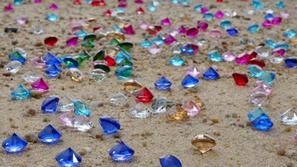 Diamantes Colores Están Madera Descomposición Pino Una Historia Sobre Pirata — Vídeo de stock