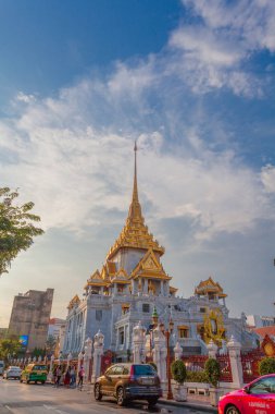Wat Traimit Bangkok yukarıda hava görünümünü günbatımı