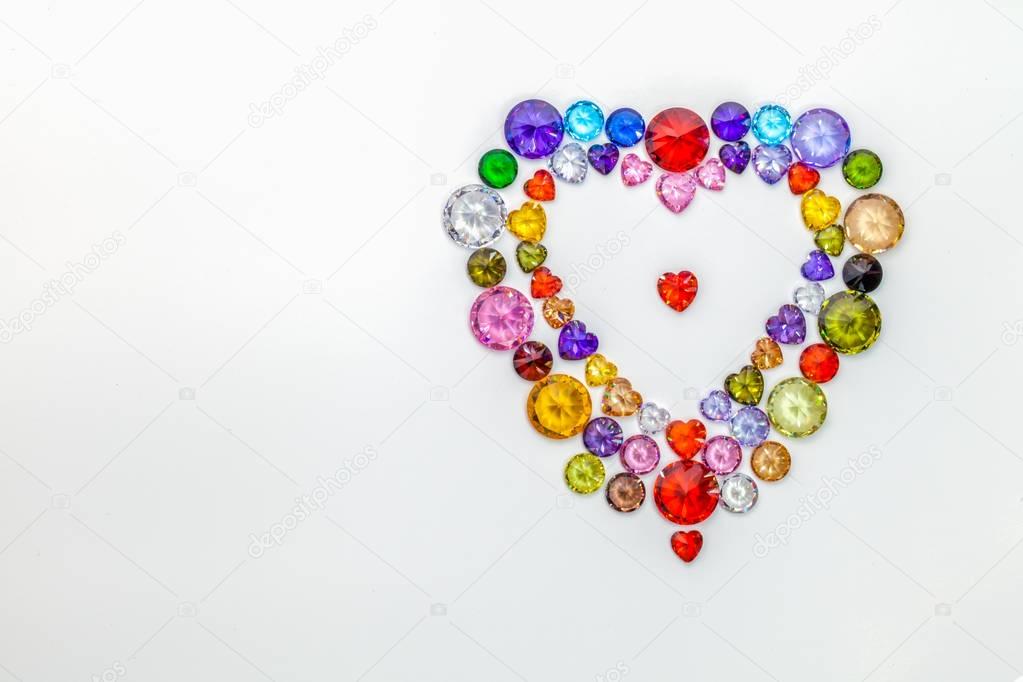 heart decorated with colorful diamonds for valentine day