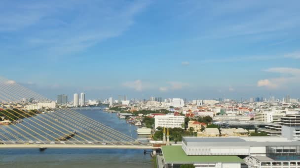 Ponte Rama Viii Uma Ponte Que Atravessa Rio Chao Phraya — Vídeo de Stock