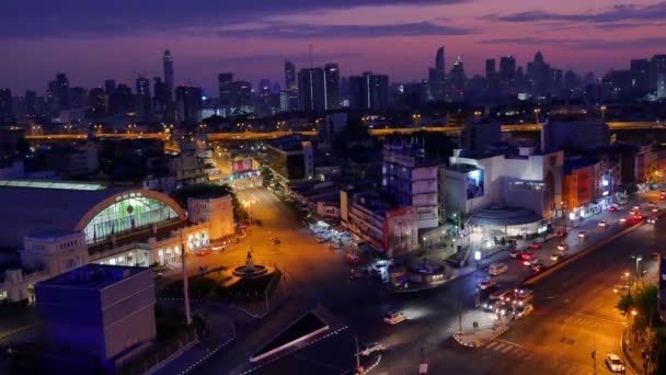 Luchtfoto Zonsopgang Bangkok Sncf Station Centrale Hub Van Het Station — Stockvideo