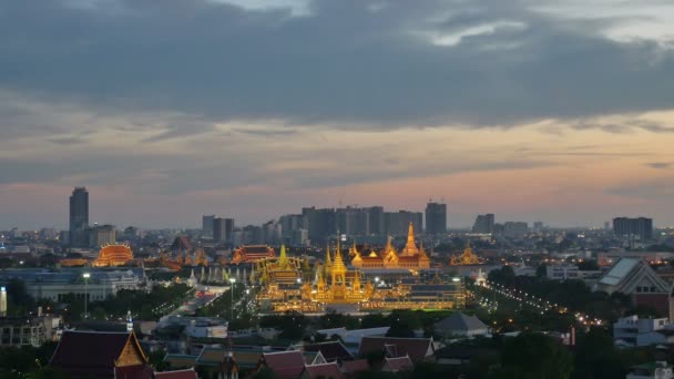 Time Lapse Sunset Golden Funeral Pyre Tower King Bhumibol Adulyadej — Stock Video