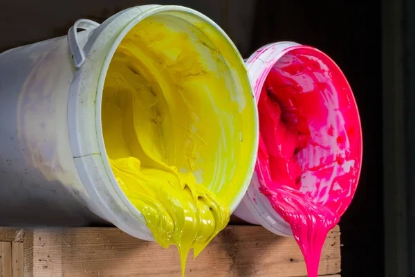 pink and yellow colors of ink for print tee shirt