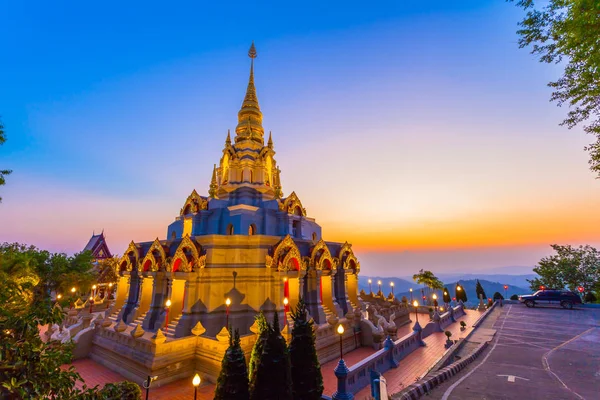 Nascer Sol Frente Pagode Templo Wat Santikhiri Mae Salong Tailândia — Fotografia de Stock