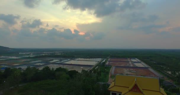 Tramonto Sopra Allevamento Gamberetti Chumphorn Thailandia Fattoria Gamberetti Accanto Alla — Video Stock