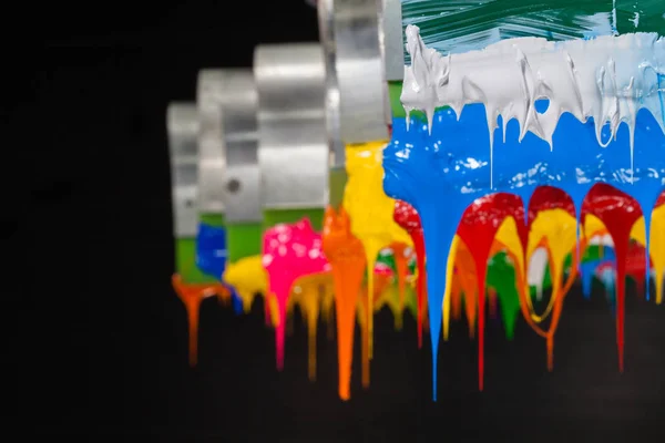 renkli yazıcı tanıtıcı başlangıç aşağı akan üzerinde plastisol mürekkep sopa 