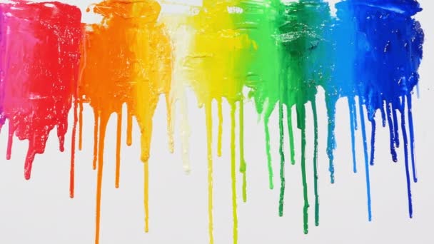 Colorful Plastisol Ink Dripping White Background — Stock Video