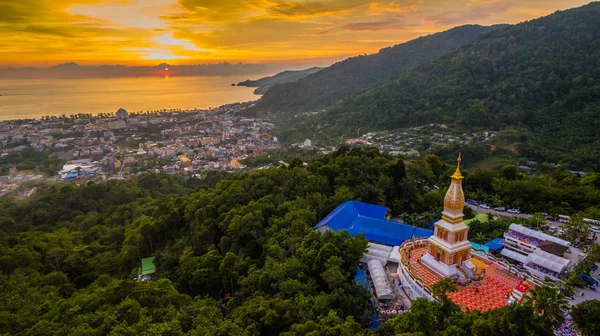 Vista Aérea Hermosa Phra Que Phanom Pagoda Templo Doi Thepnimith — Foto de Stock