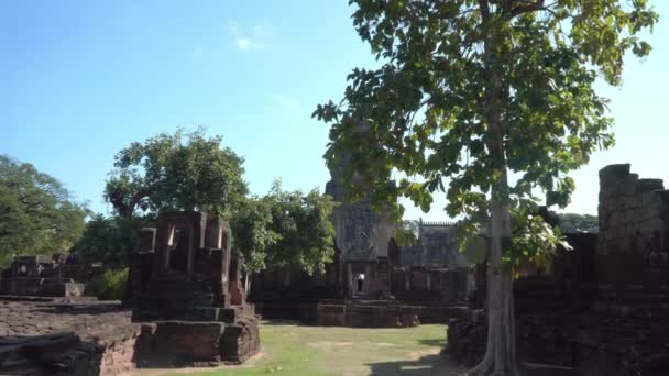 Krásný Kamenný Hrad Historickém Parku Phimai Prasat Hin Phimai Starověký — Stock video