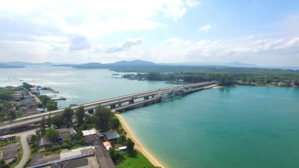 Vista Aérea Ponte Sarasin Conecte Província Phang Nga Ilha Phuket — Vídeo de Stock