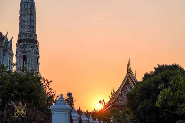 Gran Templo Iluminado Wat Arun Después Puesta Del Sol Visto — Foto de Stock