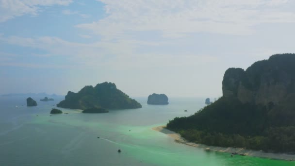 Vacker Antenn Utsikt Över Krabi Stranden Thailand — Stockvideo