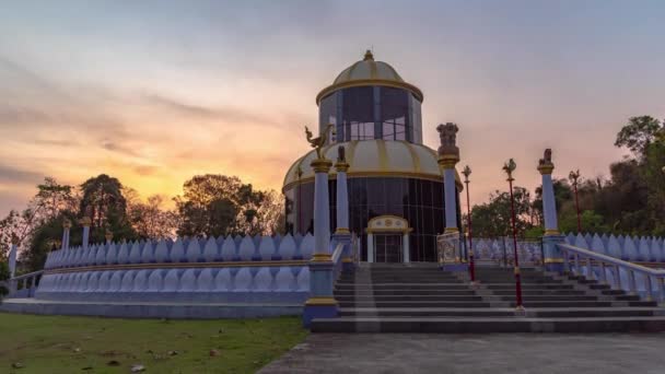 Timelapse Paysage Coucher Soleil Belle Pagode Wat Kho Kog Côté — Video