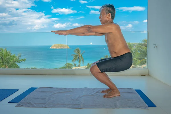 Exercising at home with yoga For the body to be able to fight against illness And being immune virus Covid 1