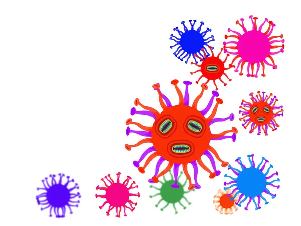 Virus Covid Background Bianco Con Spazio Copia — Foto Stock