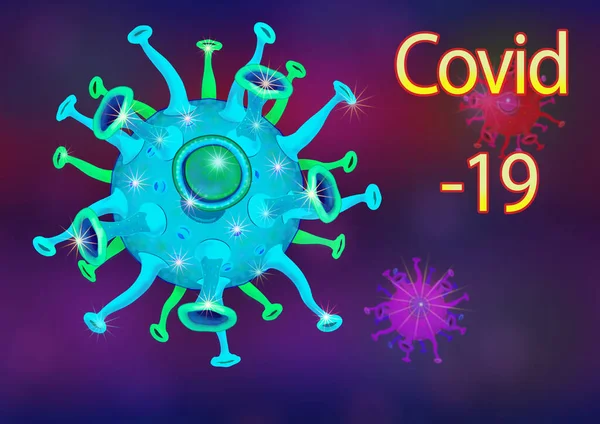 Blauer Virus Covid Auf Weißem Hintergrund Mit Kopierraum — Stockfoto