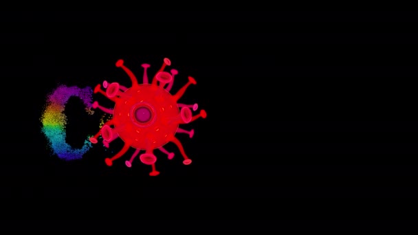 アニメーションカラフルな言葉ウイルス Covid 19コロナウイルス — ストック動画