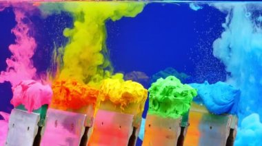 Suya suluboya su damlaları düşer. Suya renk katar..