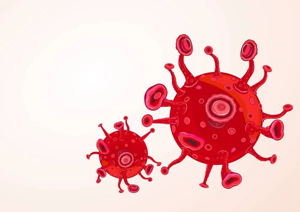 Virus Rosso Covid Sfondo Blu Con Spazio Copia — Foto Stock