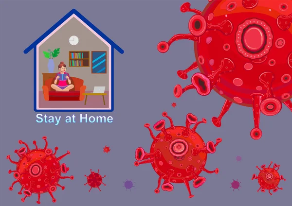 stay at home for save yourself and To help reduce the spread of the virus covid-1