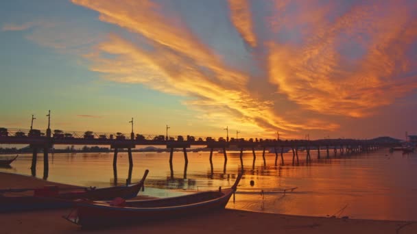 Paisaje Amanecer Muelle Chalong Muelle Chalong Muy Importante Para Viajes — Vídeo de stock