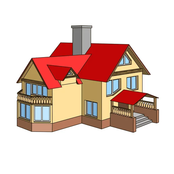 Karikaturní domu se sedlovou střechou — Stockový vektor