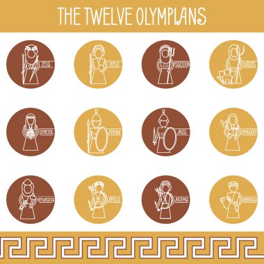 The Twelve Olympians icons set vector The Twelve Olympians icons set vector