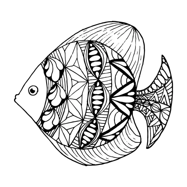 Ilusão de peixe ornamentado desenhado à mão — Vetor de Stock