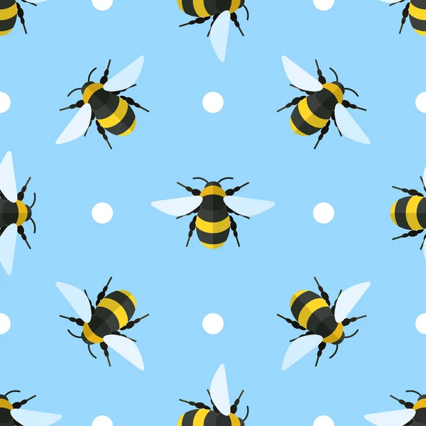 Patrón sin costura vectorial con abejas y círculos — Vector de stock