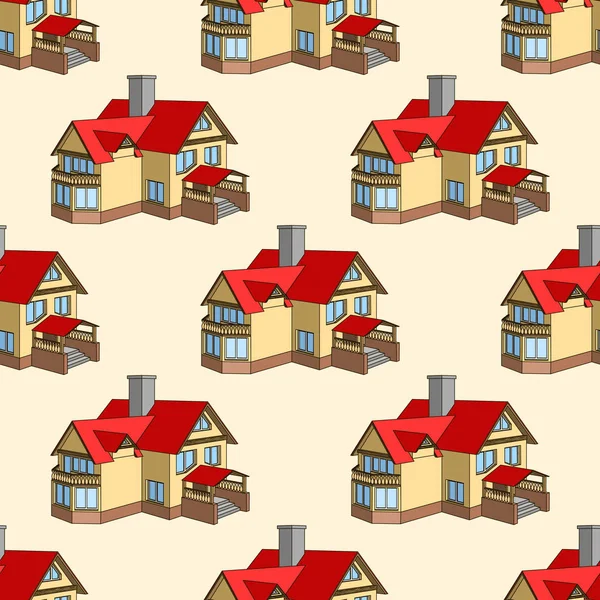 Vector seamless pattern with cartoon houses