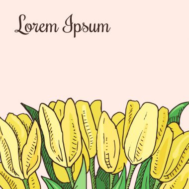 El çekilmiş şablonu için poster Lale buketi ile