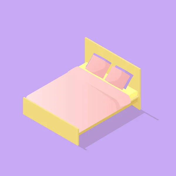 Low poly isometric bed — Stock Vector