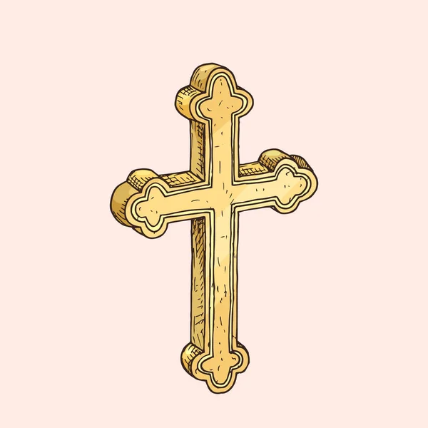 Croce ortodossa disegnata a mano — Vettoriale Stock