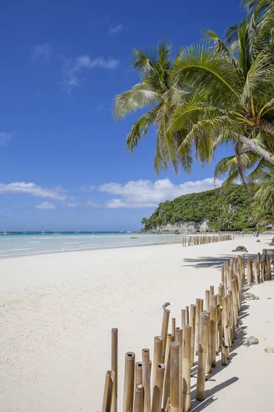 Plage Sable Blanc Bambou Île Boracay Philippines — Photo