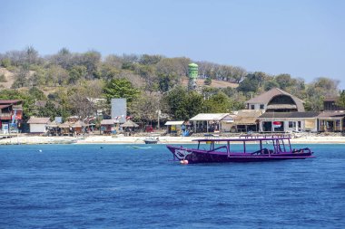 Gili Trawangan adasının güzel okyanus kıyıları, Bali, Endonezya.