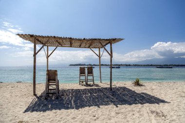 Gili Trawangan adasının güzel okyanus kıyıları, Bali, Endonezya.