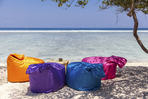 The beautiful ocean coast of Gili Trawangan island, Bali, Indonesia.