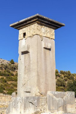 Xanthos antik kenti sembolik lahit, Antalya, Türkiye.