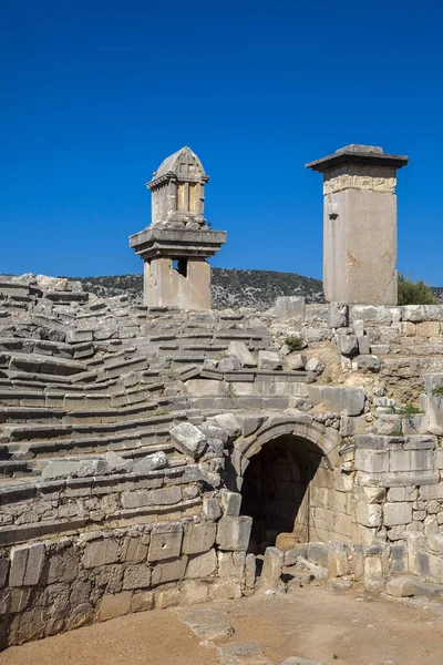 Xanthos Cidade Antiga Sarcófago Simbólico Teatro Antalya Turquia — Fotografia de Stock