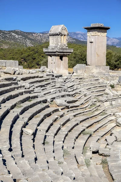 Стародавнє Місто Ксантос Символічне Саркофаг Театр Анталії Туреччина — стокове фото