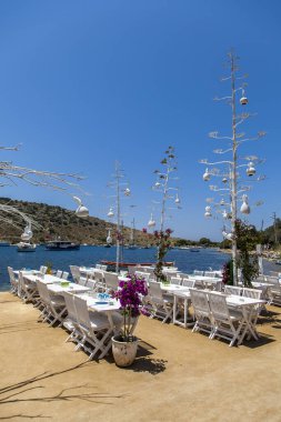  Türkiye 'nin Bodrum kentindeki Gumusluk plajı.