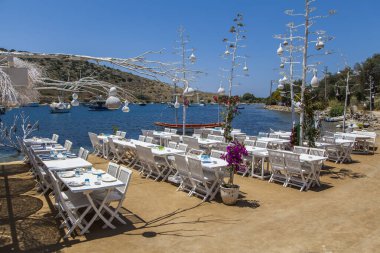  Türkiye 'nin Bodrum kentindeki Gumusluk plajı.