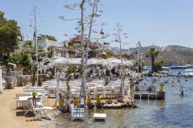  Türkiye 'nin Bodrum kentindeki Gumusluk plajı.