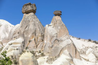 Türkiye 'de üç güzel volkanik oluşumu, üç güzel Kapadokya, Türkiye.